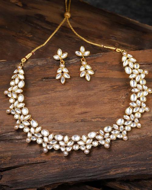 Gold-Toned Traditional Kundan Necklace Set