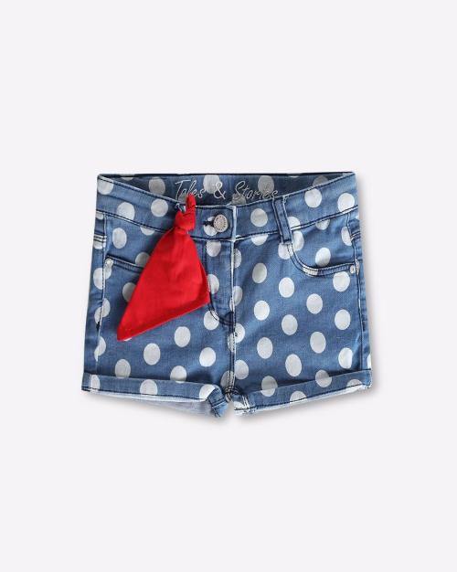 Polka-Dot Shorts with Upturned Hems