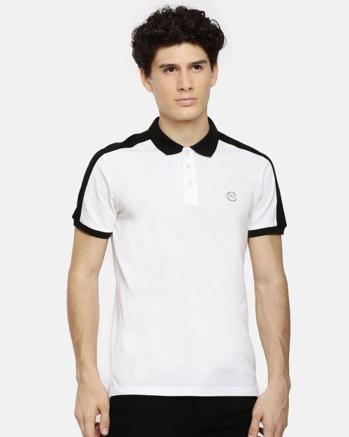 Slim Fit Polo T-shirt with Contrast Panel