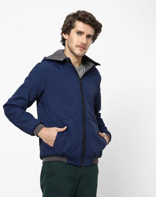 Reversible Zip-Front Slim Fit Hooded Jacket