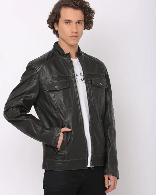 Justanned Leather Biker Jacket