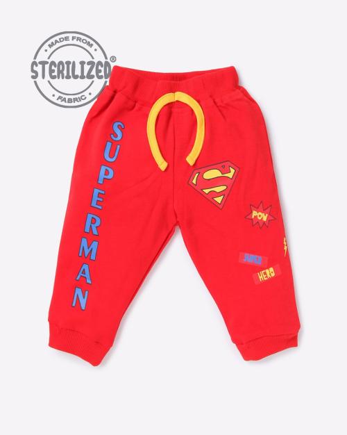 Superman Print Lounge Pants with Elasticated Drawstring Waist
