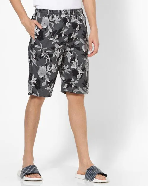 Floral Print Lounge Shorts with Insert Pockets