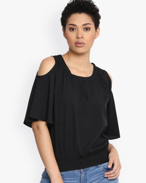 Cold-Shoulder Blouson Top