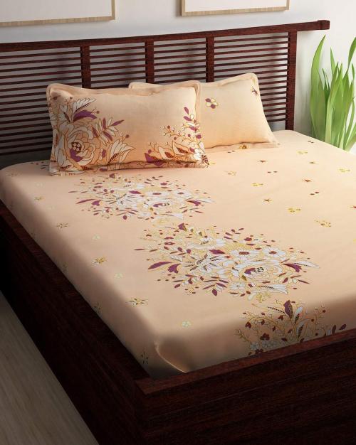 Buy Printed Cotton Double Bed Sheet with Pillow Covers Online at Best