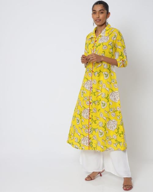 Buy Printed Straight Kurta with Spread Collar Online at Best Prices in