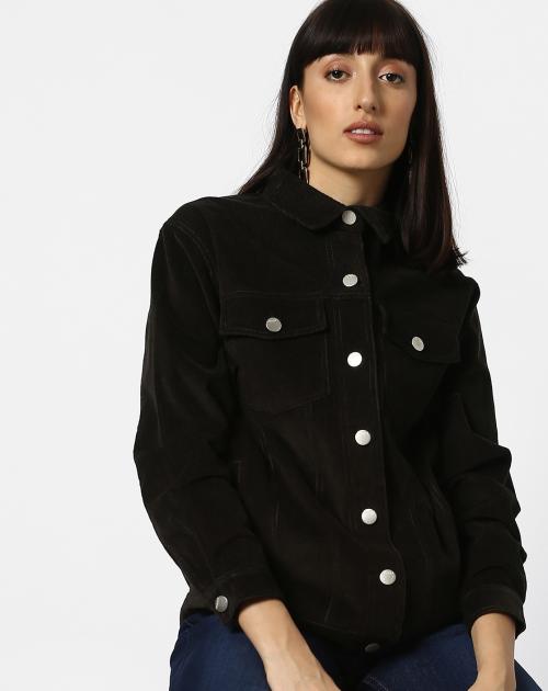 Women Trucker Olive Green Jacket