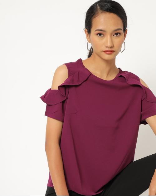 Cold-Shoulder Top with Ruffles