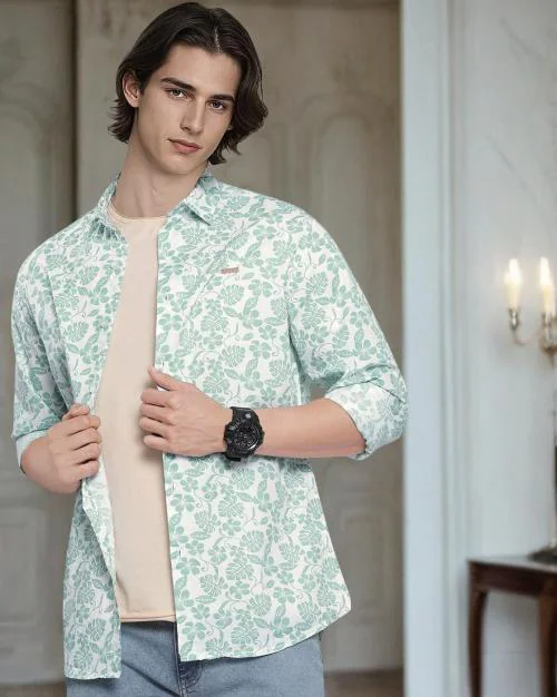 Men Floral Print Slim Fit Shirt