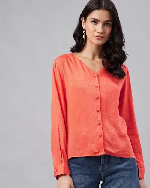 Woven Button-Down Tunic Top