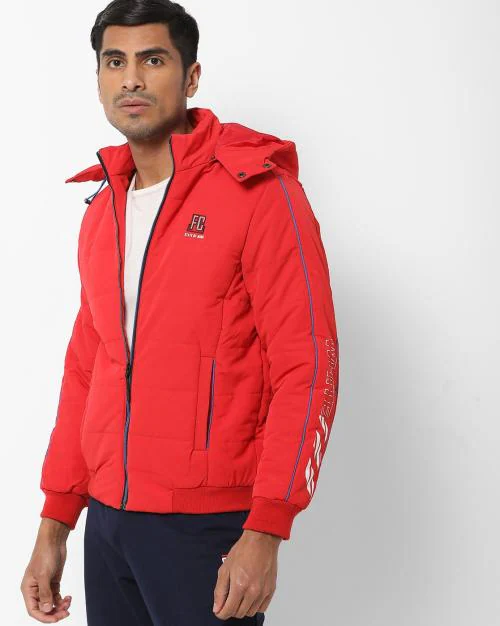 Quilted Zip-Front Hooded Jacket