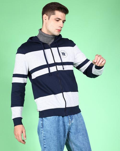 Slim Fit Colourblock Zip-Front Hoodie
