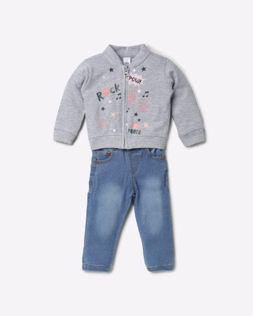 Printed Jacket & Jeans Set