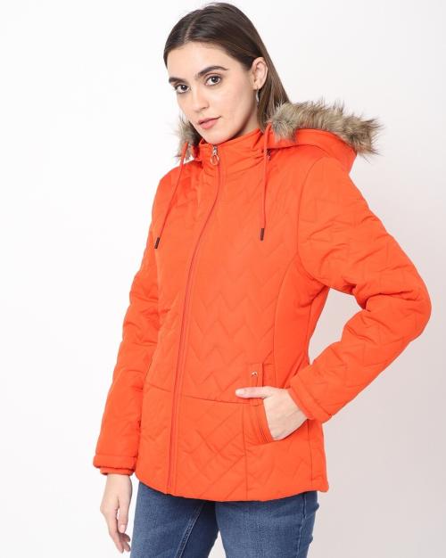 Puffer Hooded Jacket with Faux Fur