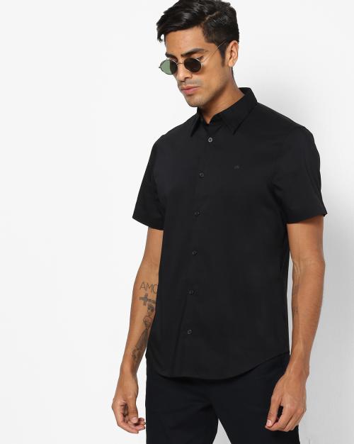 Shirt with Curved Hemline