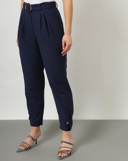 High-Rise Belted Trousers