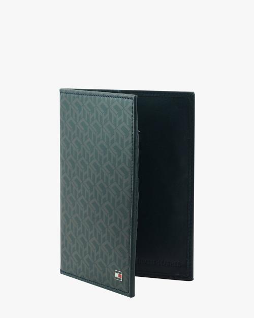 Brand Print Leather Passport Holder