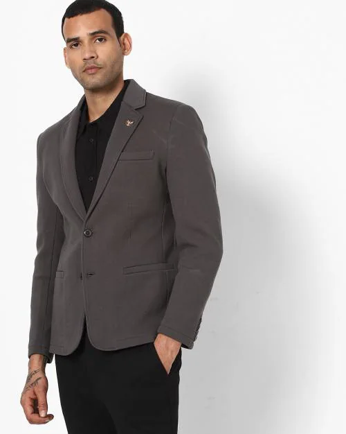 Single-Breasted Pea Coat with Notched Lapel