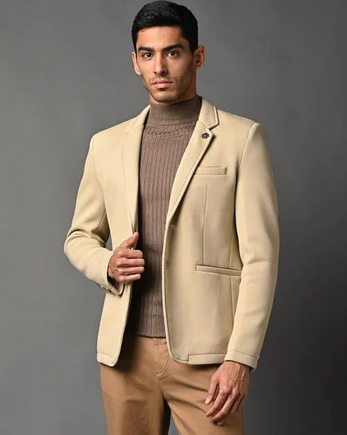 Single-Breasted Pea Coat with Notched Lapel