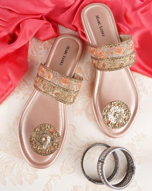 Embellished Open-Toe Flat Sandals