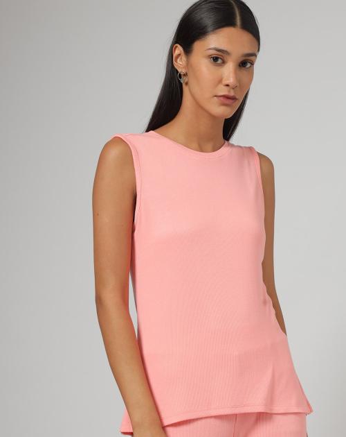 Women Sleeveless Crew-Neck T-shirt