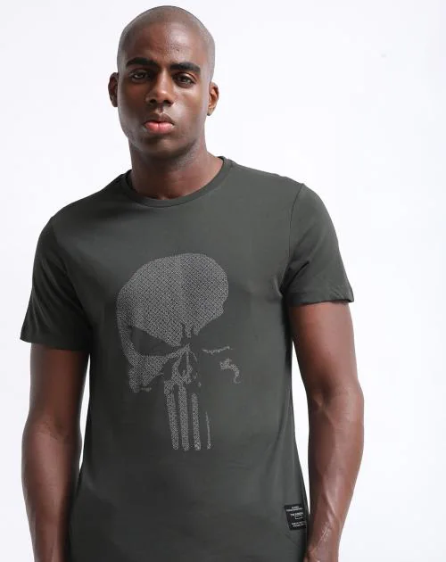 Marvel Punisher Print Crew-Neck T-shirt