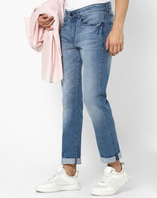 mid rise washed jeans