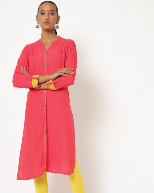 Straight Kurta with Button Placket