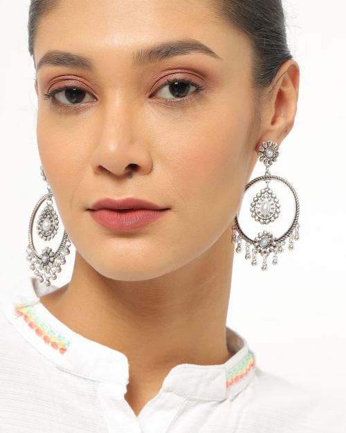 Embellished Circular Dangler Earrings - TR-4213-1