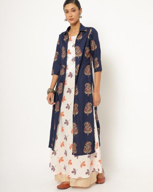 Printed Layered Flared Kurta