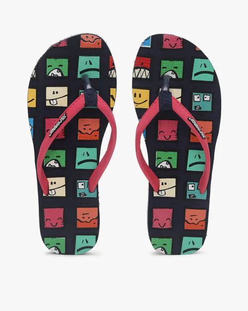 Emoji Print Thong-Strap Flip Flops