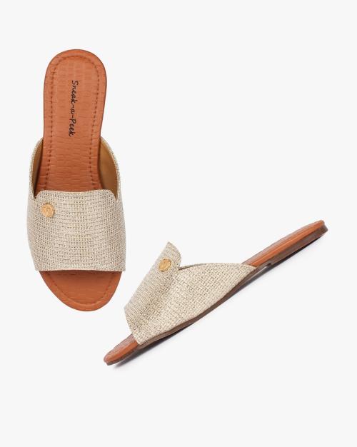 Metallic Textured Slip-On Sandals