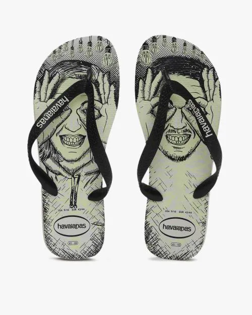 Printed Thong-Strap Flip-Flops