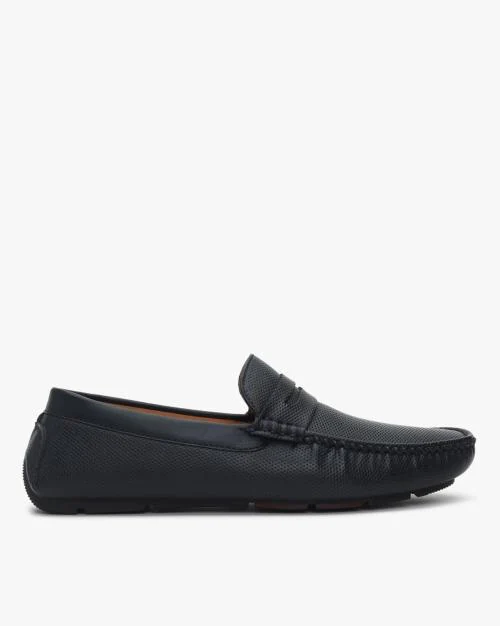Textured Slip-On Penny Loafers