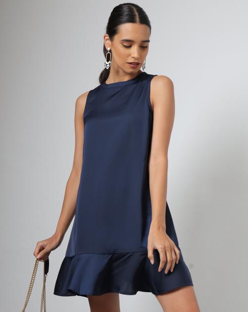Buy Sleeveless HighNeck Aline Dress Online at Best Prices in India