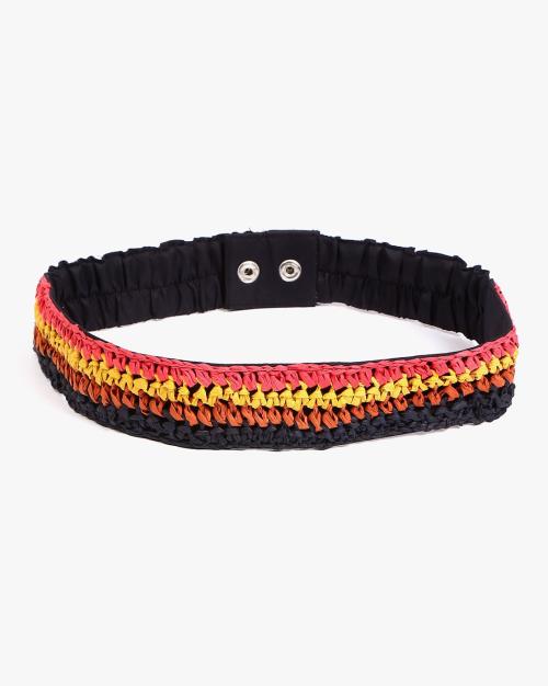 Elasticated Macrame Belt with Button Closure
