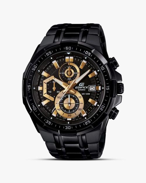 Men EX187 EDifice EFR-539BK-1AVUDF Black Analog Dial Black Stainless Steel Band Watch