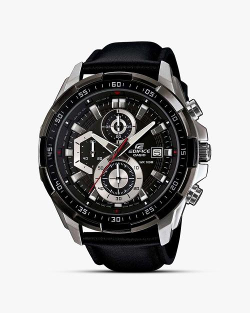 Men EX193 EDifice EFR-539L-1AVUDF Black Analog Dial Black Leather Band Watch