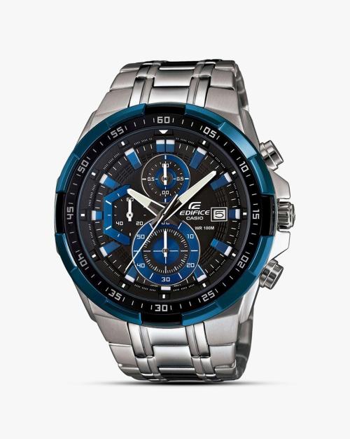 Men EX190 EDifice EFR-539D-1A2VUDF Black Analog Dial Silver Stainless Steel Band Watch