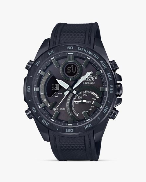 Men EX515 EDifice ECB-900PB-1ADR Black Ana-Digi Dial Black Resin Strap Watch