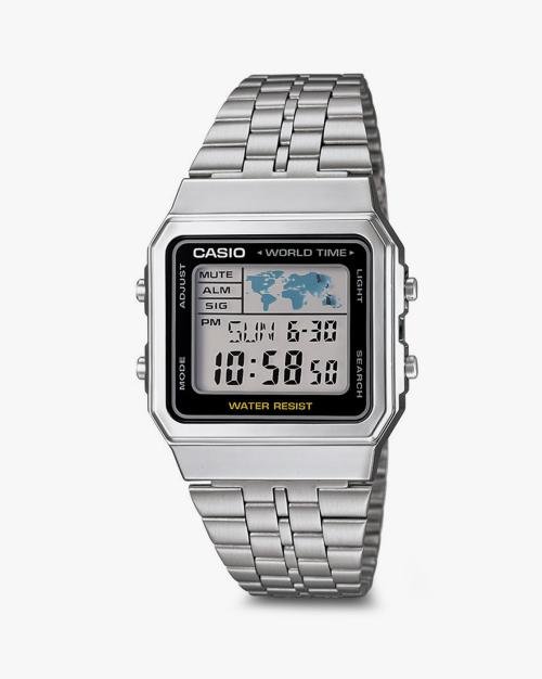 Men D133 Vintage A500WA-1DF Black Digital Dial Silver Stainless Steel Band