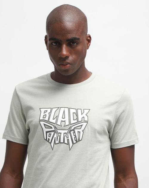 Black Panther Print Slim Fit Crew-Neck T-shirt