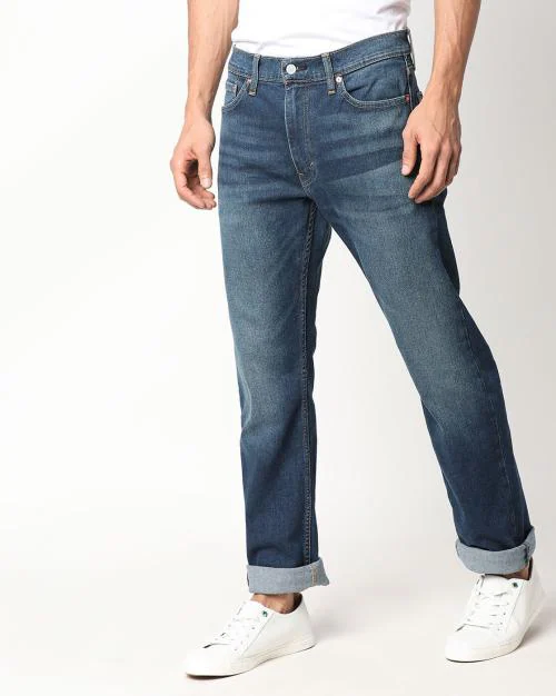 Washed Straight Fit Jeans