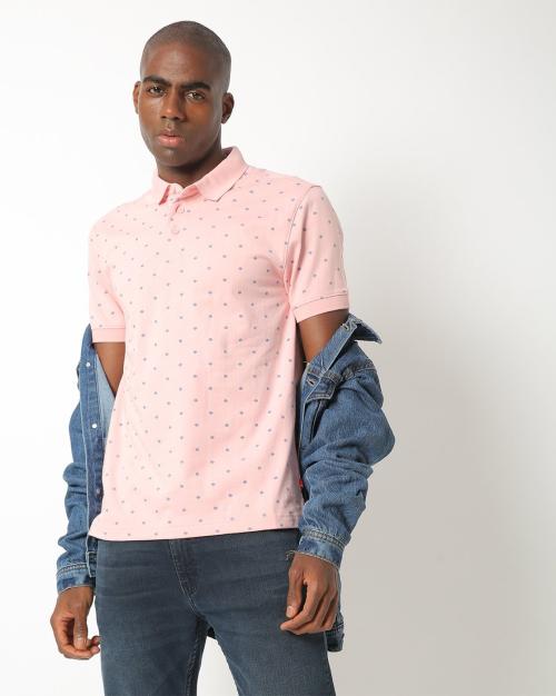Printed Polo T-shirt with Vented Step Hem