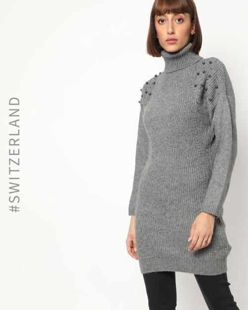 Beaded Turtle Neck Sweater