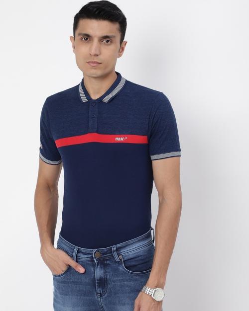 Polo T-shirt with Contrast Striped Tipping