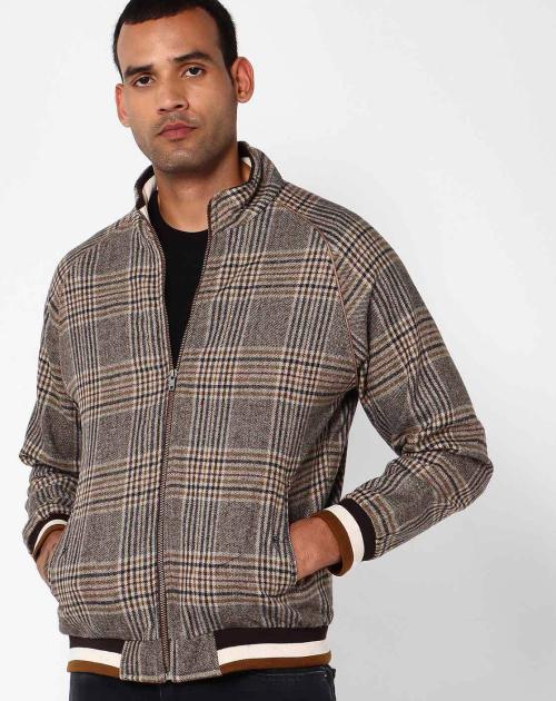 Tweed Checked Bomber Jacket