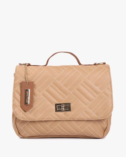 Geometric Pattern Sling Bag with Flap Closure