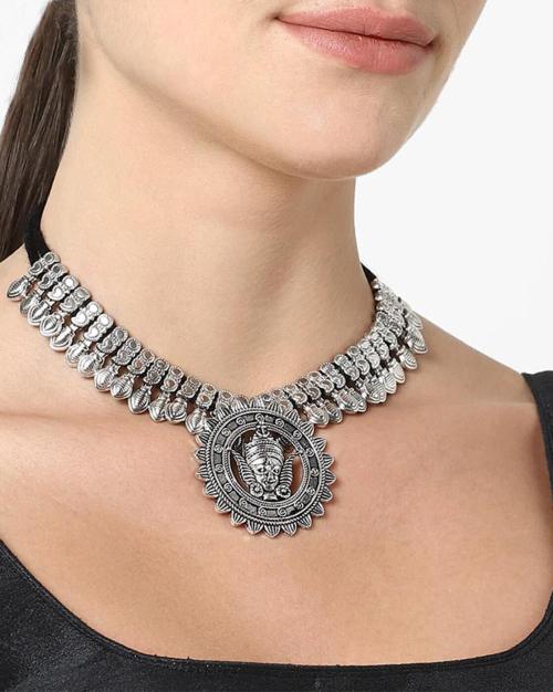 Textured Necklace With Drawstring Closure - TR-KM-N-54