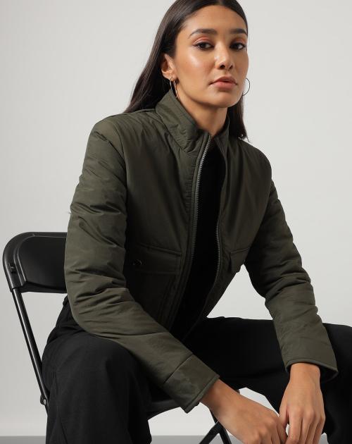 Women ZipFront Jacket with Flap Pockets JioMart